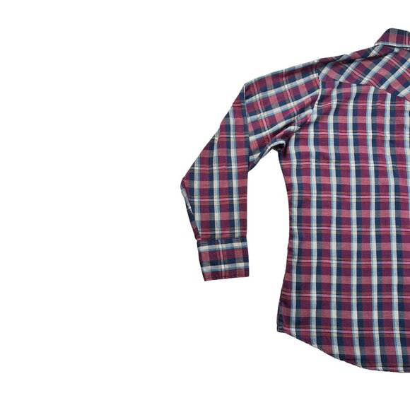 Young Bloods Shirt Men's L/S Plaid Pearl Snap Up Pockets Purple Blue Yellow L - Picture 9 of 11